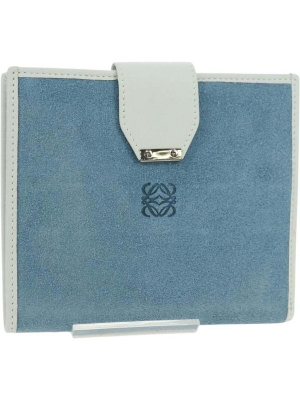 LOEWE Wallet Suede Light Blue Silver
